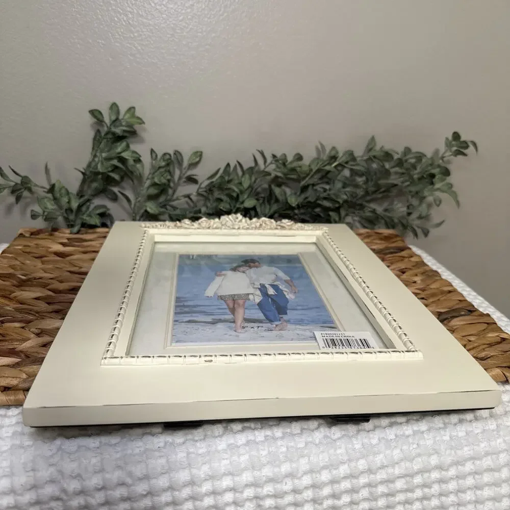 Melannco Ivory Ornate Picture Frame 8x10 5x7 Matted Floral Glass Frame NOS
